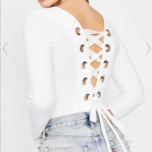 Doll’s Kill Saintly Seduction Lace Up Bodysuit